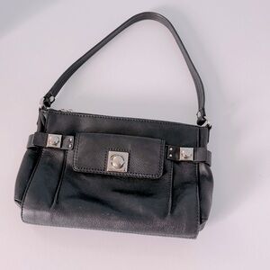 Banana Republic Shoulder Bag Pebble Leather Black Medium